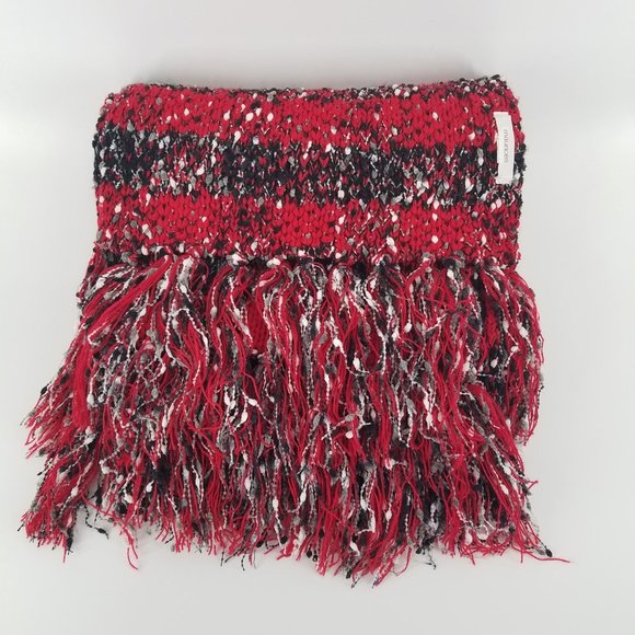 Maurices red black white and grey striped fringed scarf - Picture 1 of 2